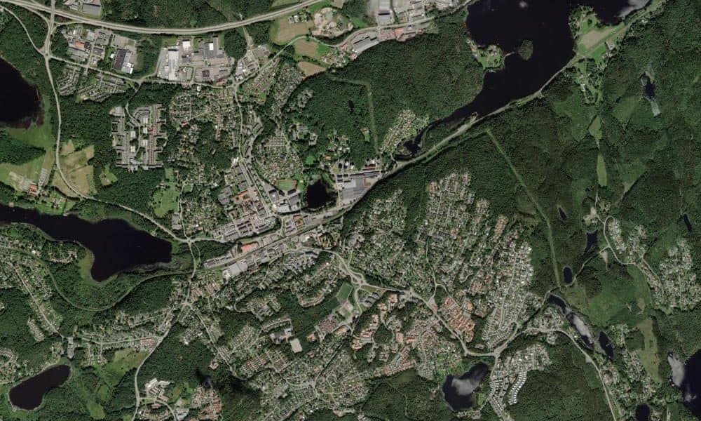 Flygfoto över Mölnlycke